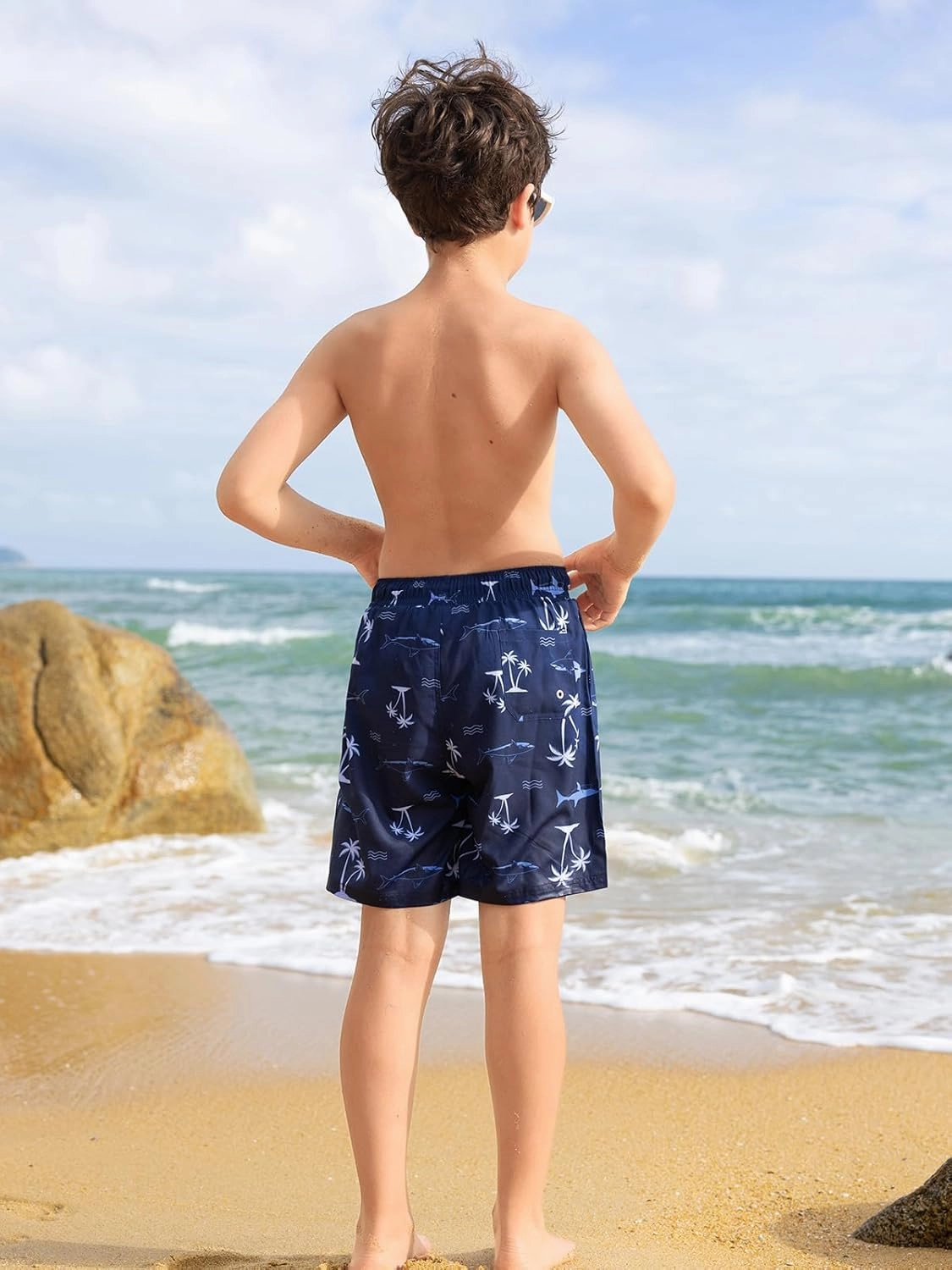 Angel season Boys Swim Trunks with Compression Liner Boxer Brief Teens Swimsuit Youth UPF 50  Board Short Size 7-14Years