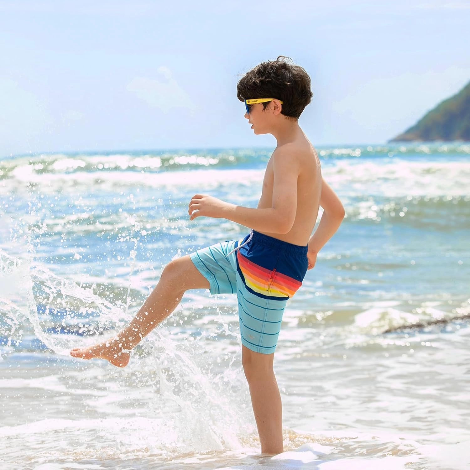 Angel season Boys Swim Trunks with UPF 50  Kids Board Shorts Quick Dry Youth Swimsuit Teen Boy Swimwear Sizes 7-14 Years