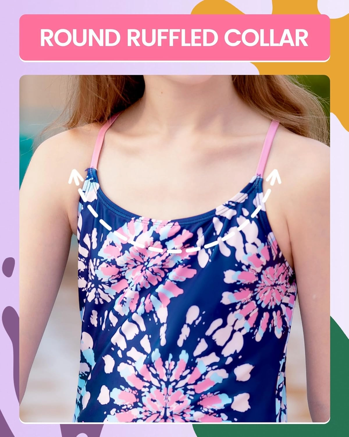 Angel season Girls One Piece Swimsuits Teens Bathing Suit Straps Kids Cute Swimwear with UPF 50  Daisy Halter Size 7-14