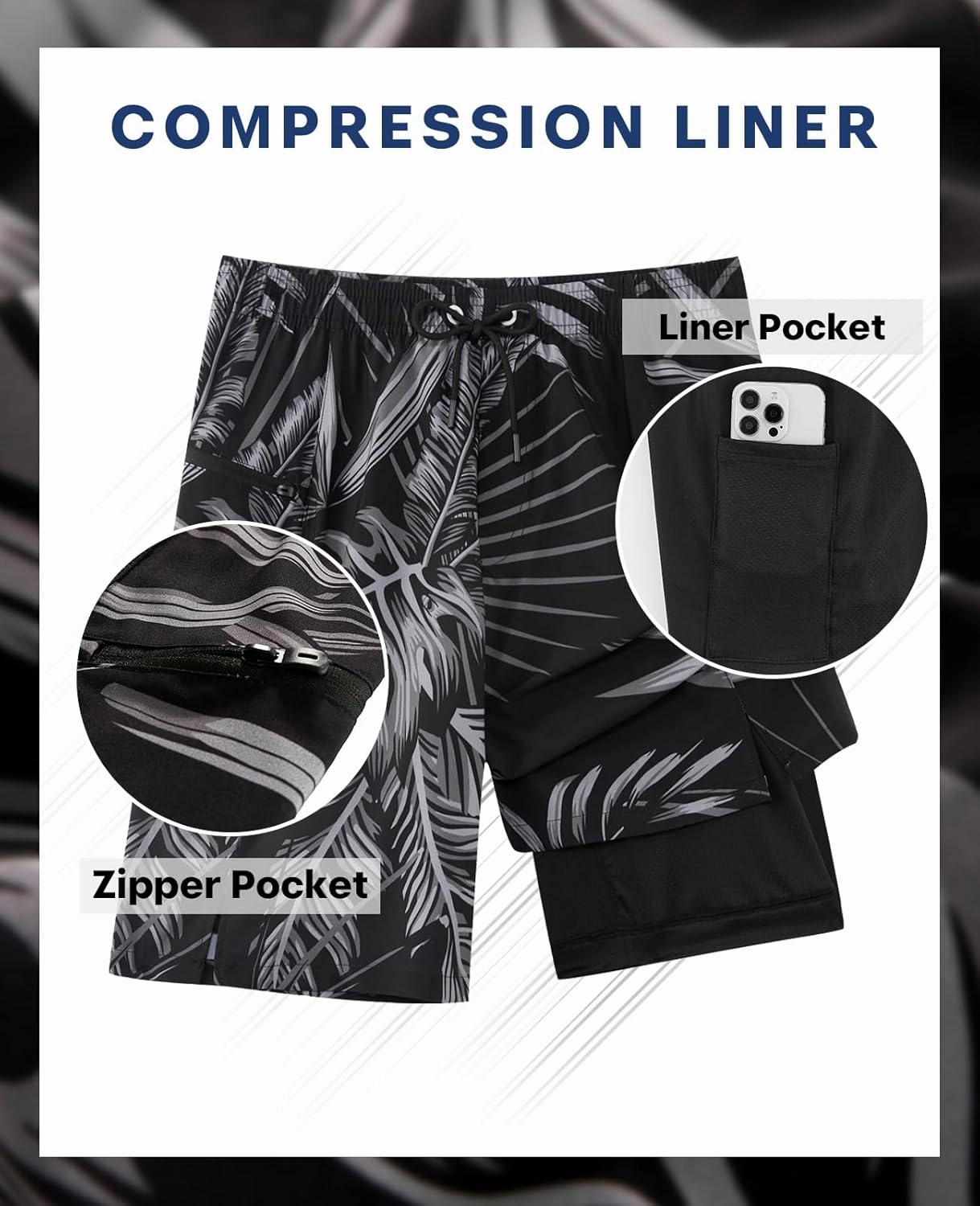 APTRO 2 in 1 Men's Swim Trunks 9" with Zipper Pockets Bathing Suit Built-in Board Shorts Swimwear Long Shorts