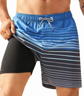 APTRO Men's Swim Trunks 2 in 1 Bathing Suit 5 Inch Beach Swimwear with Compression Liner