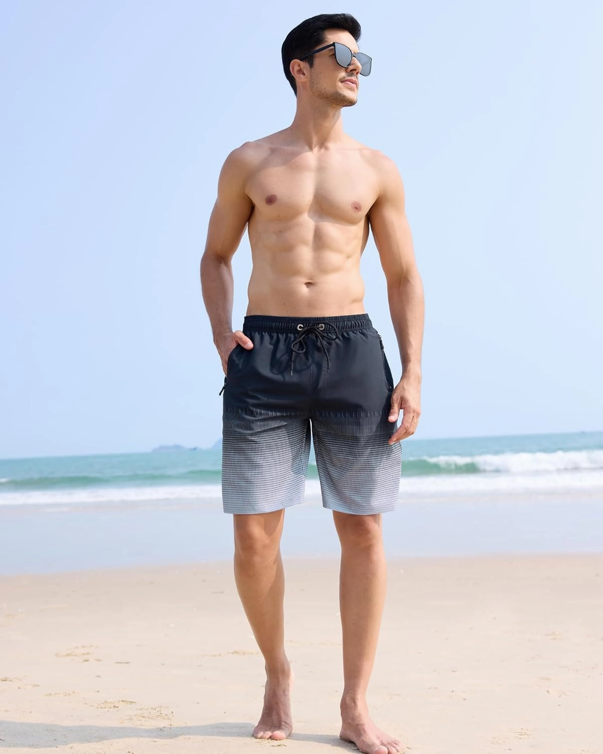 APTRO Men's Swim Trunks 9 inch Bathing Suit Swim Board Shorts Quick Drying Beach Shorts with Zipper Pockets