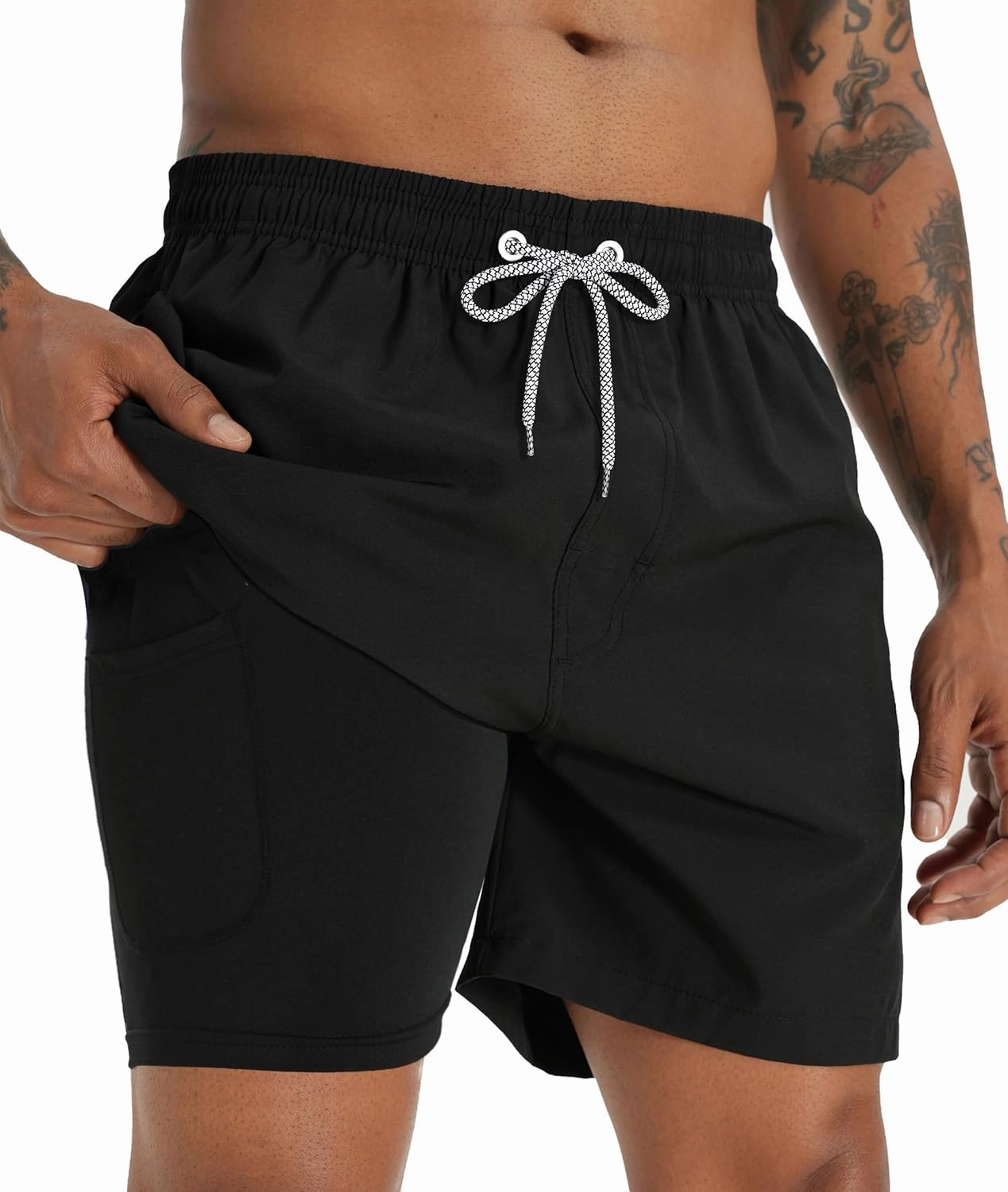 APTRO Men's Swim Trunks with Compression Liner 5 Inch Bathing Suit Beach Swimsuits