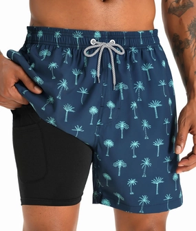APTRO Men's Swim Trunks with Compression Liner 5 Inch Bathing Suit Beach Swimsuits