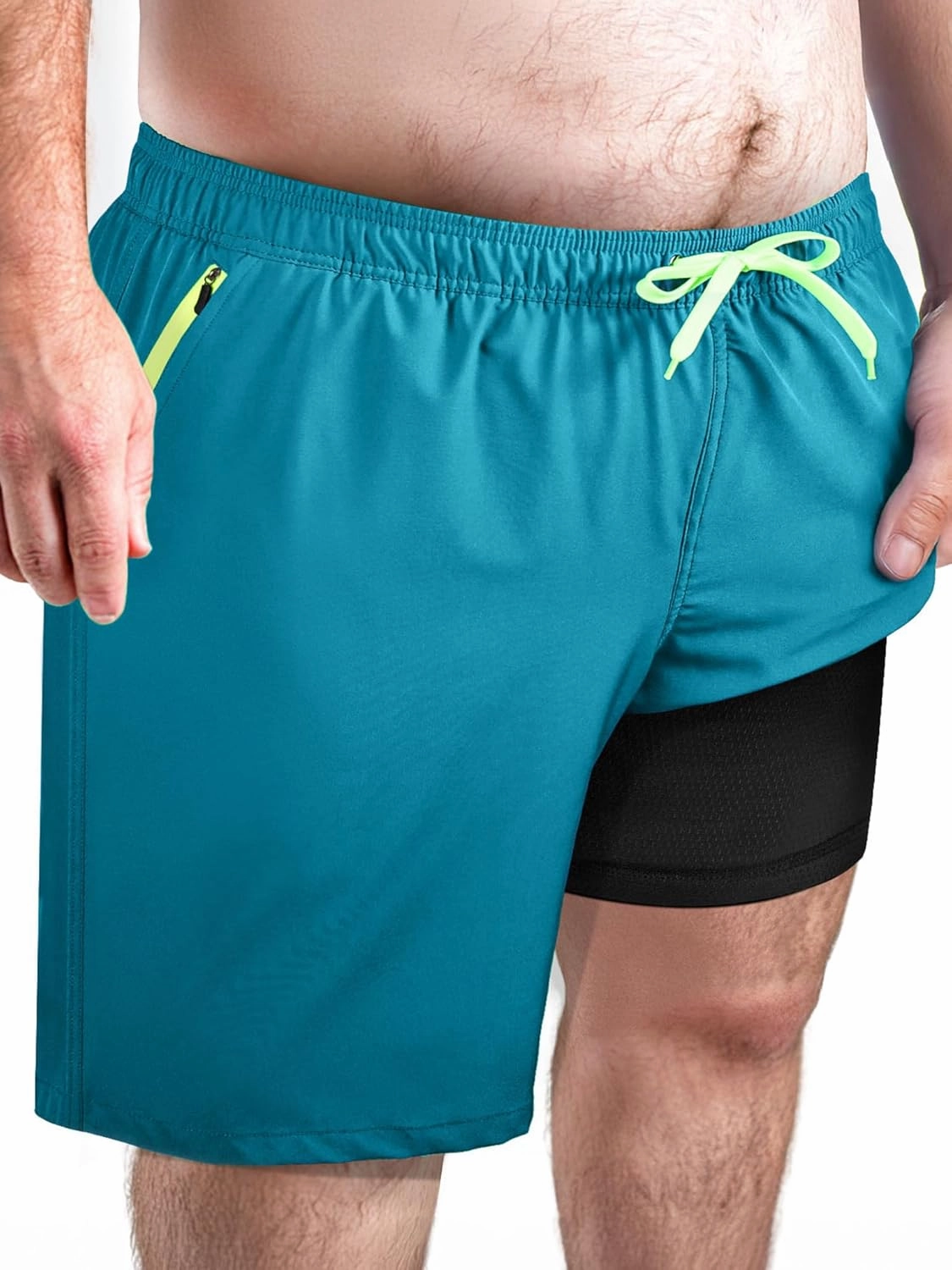 Arcweg Men's Big & Tall Swim Trunks - Quick Dry Board Shorts with Compression Liner & Zipper Pockets (2X-6X)
