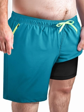 Arcweg Men's Big & Tall Swim Trunks - Quick Dry Board Shorts with Compression Liner & Zipper Pockets (2X-6X)