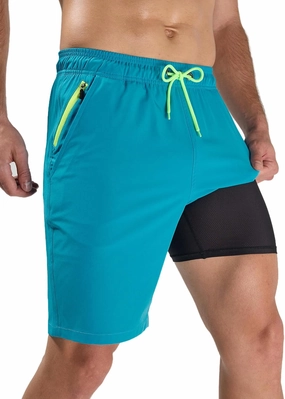Arcweg Men's Swim Trunks 9" Swim Shorts with Compression Liner and Zipper Pockets Quick Dry Bathing Suit
