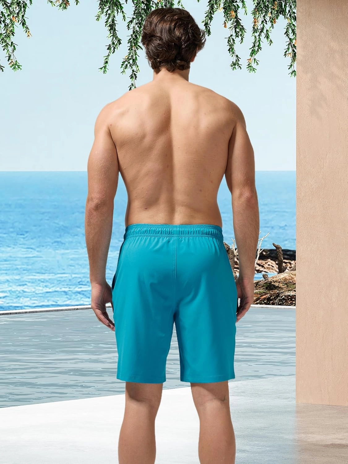 Arcweg Men's Swim Trunks 9" Swim Shorts with Compression Liner and Zipper Pockets Quick Dry Bathing Suit
