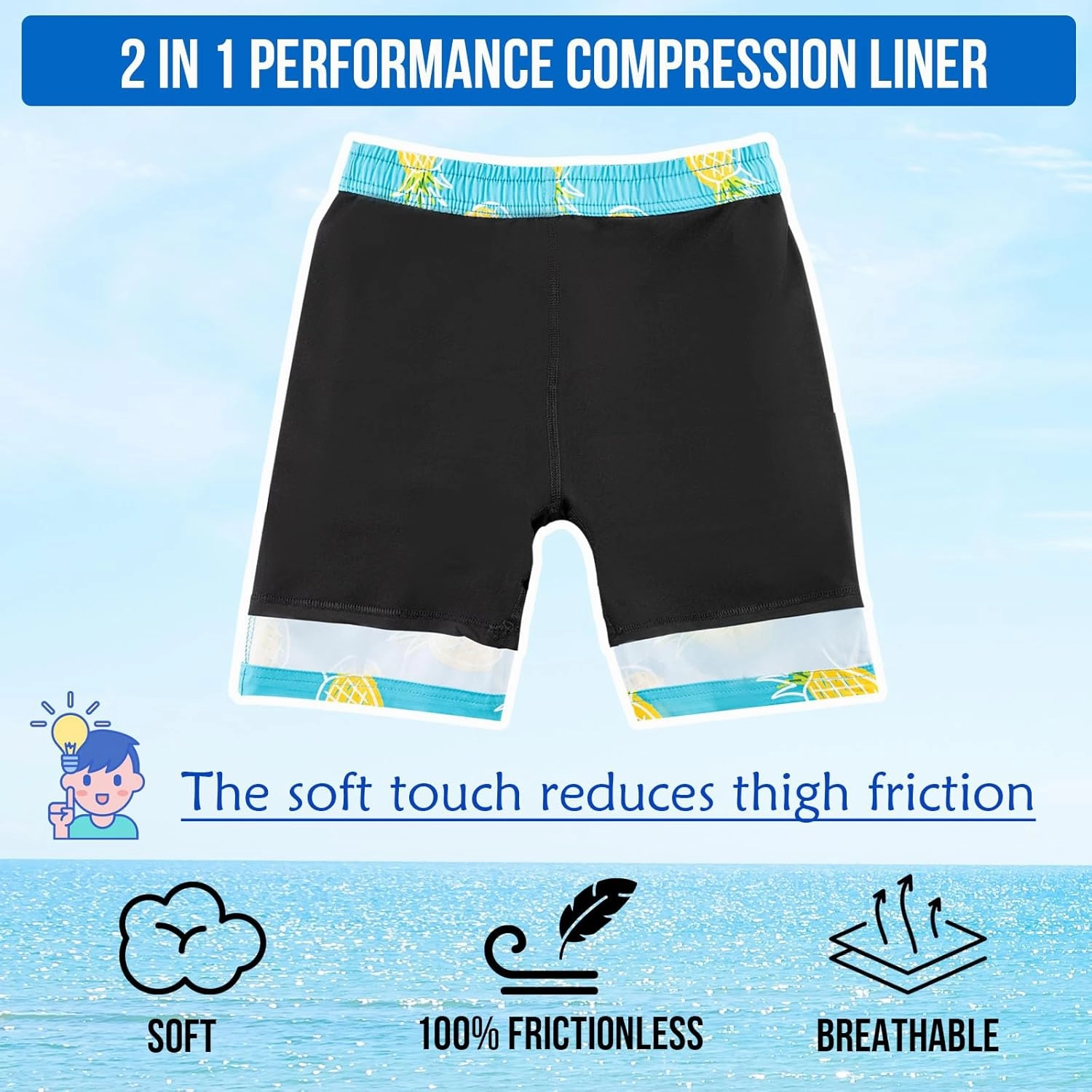 Aueyan Boys Swim Trunks with Compression Liner,Big Boy Bathing Suit Swimwear