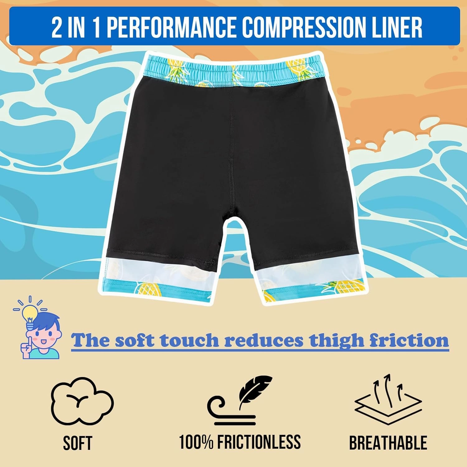 Aueyan Boys Swim Trunks with Compression Liner,Big Boy Bathing Suit Swimwear