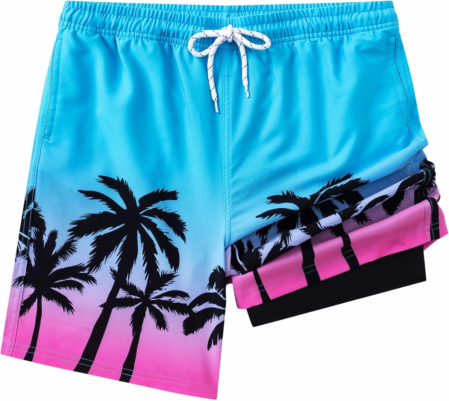 Aueyan Boys Swim Trunks with Compression Liner,Big Boy Bathing Suit Swimwear