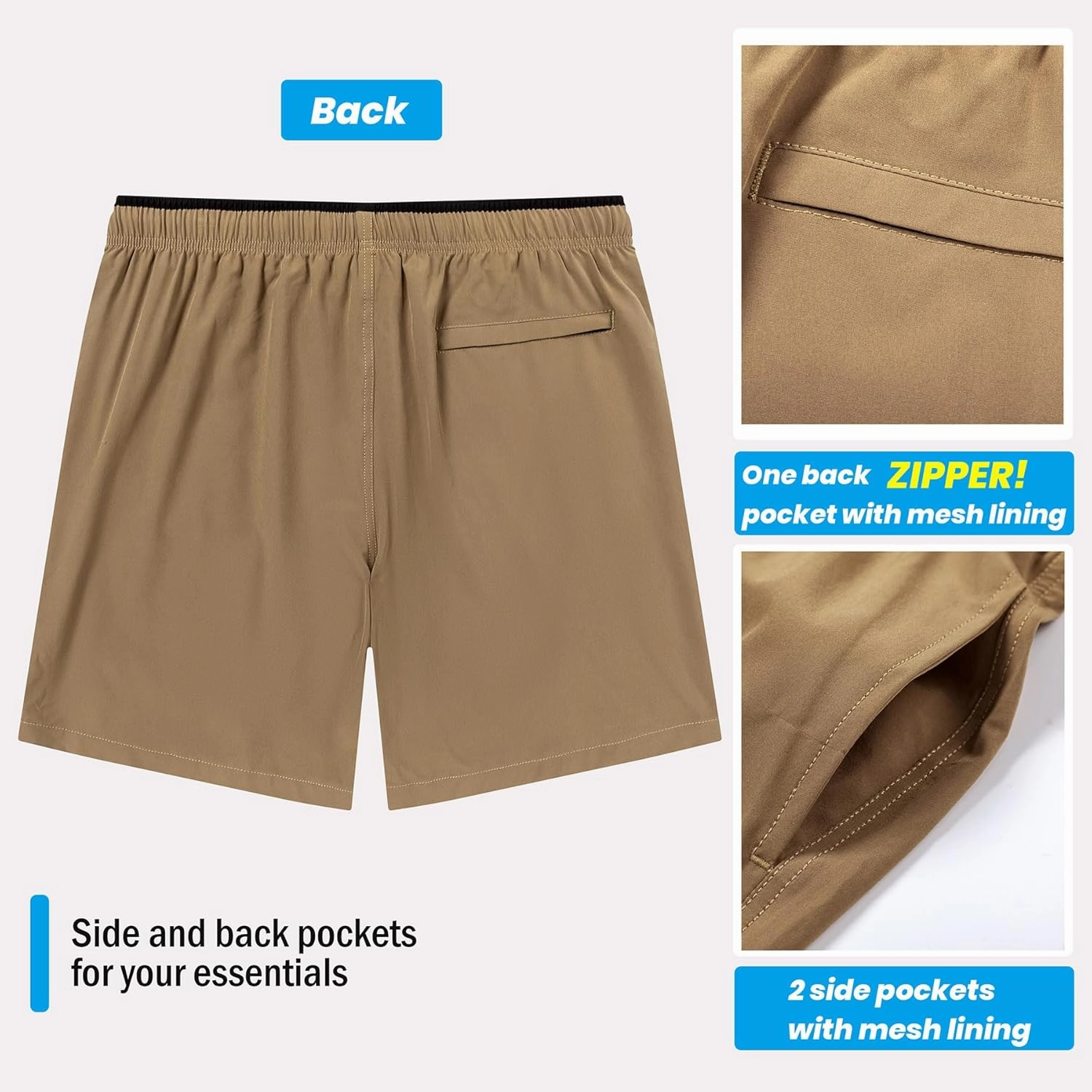 Aueyan Mens Swim Trunks with Compression Liner 7 inch Quick Dry Beach Board Shorts