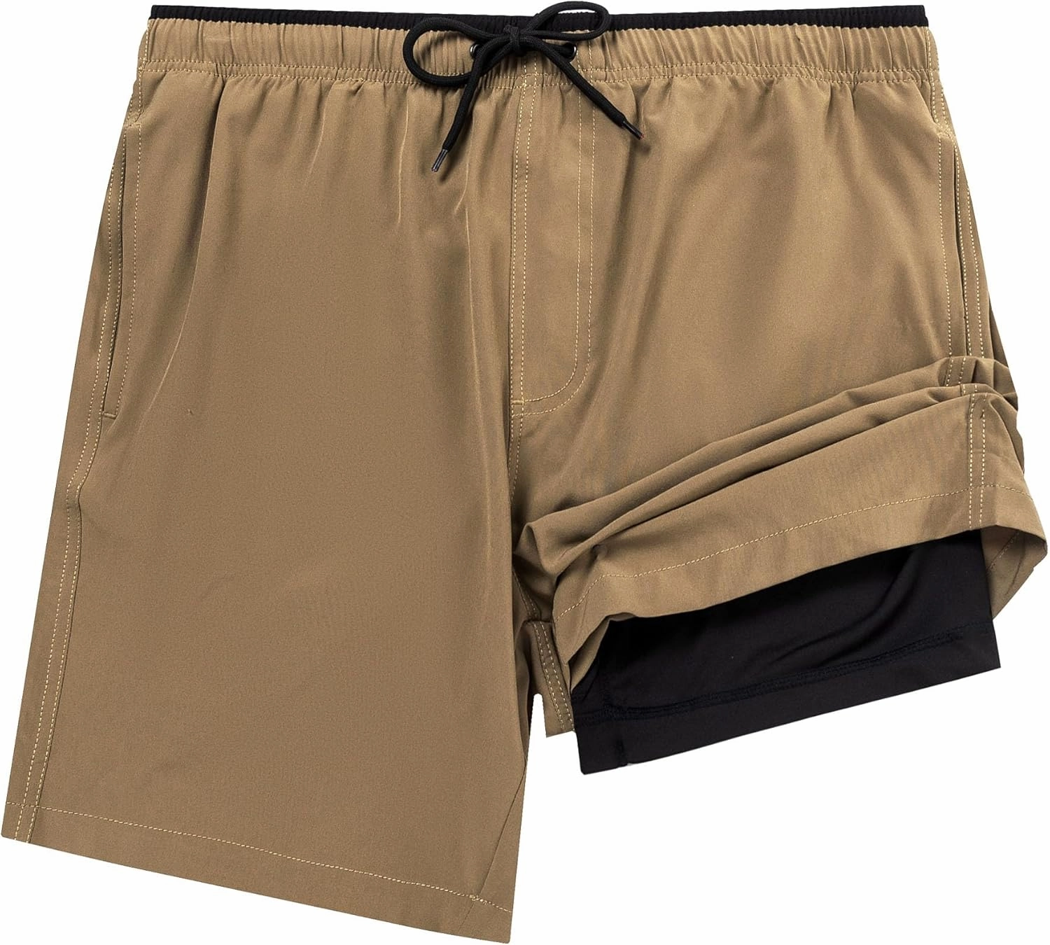 Aueyan Mens Swim Trunks with Compression Liner 7 inch Quick Dry Beach Board Shorts