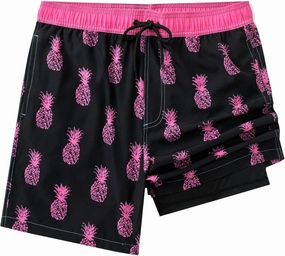 Aueyan Mens Swim Trunks with Compression Liner 7 inch Quick Dry Beach Board Shorts