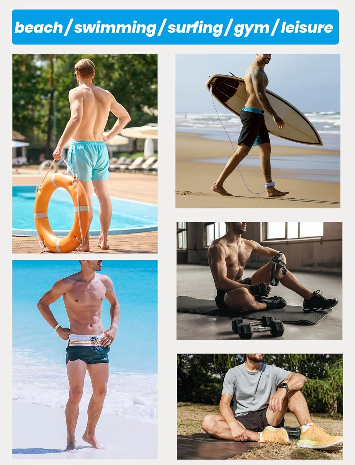 Aueyan Mens Swim Trunks with Compression Liner 7 inch Quick Dry Beach Board Shorts