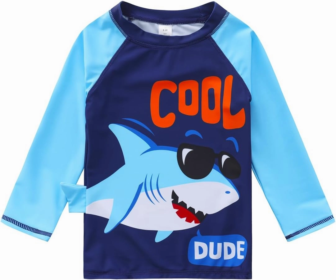 Baby-Boys Toddler Long Sleeved Rashguard Swim Bathing Suit and Sun Hat Set