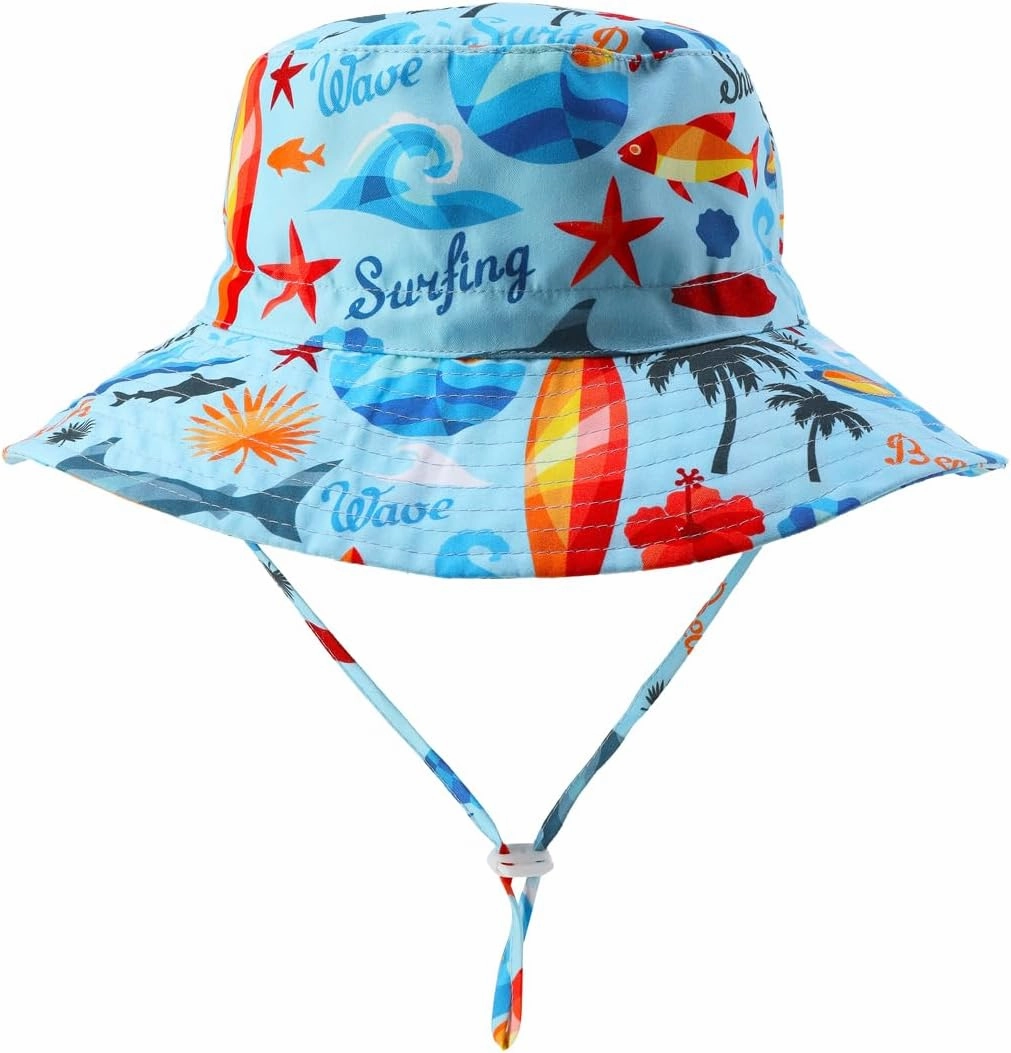 Baby-Boys Toddler Long Sleeved Rashguard Swim Bathing Suit and Sun Hat Set