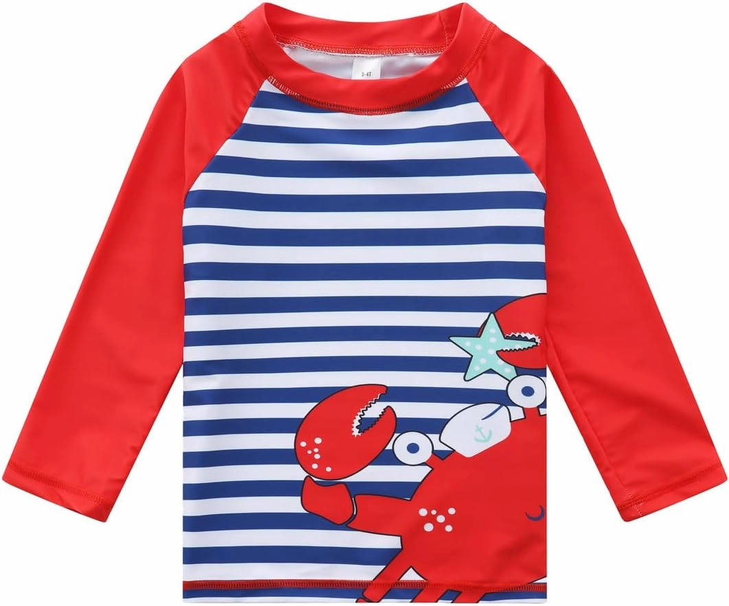 Baby-Boys Toddler Long Sleeved Rashguard Swim Bathing Suit and Sun Hat Set