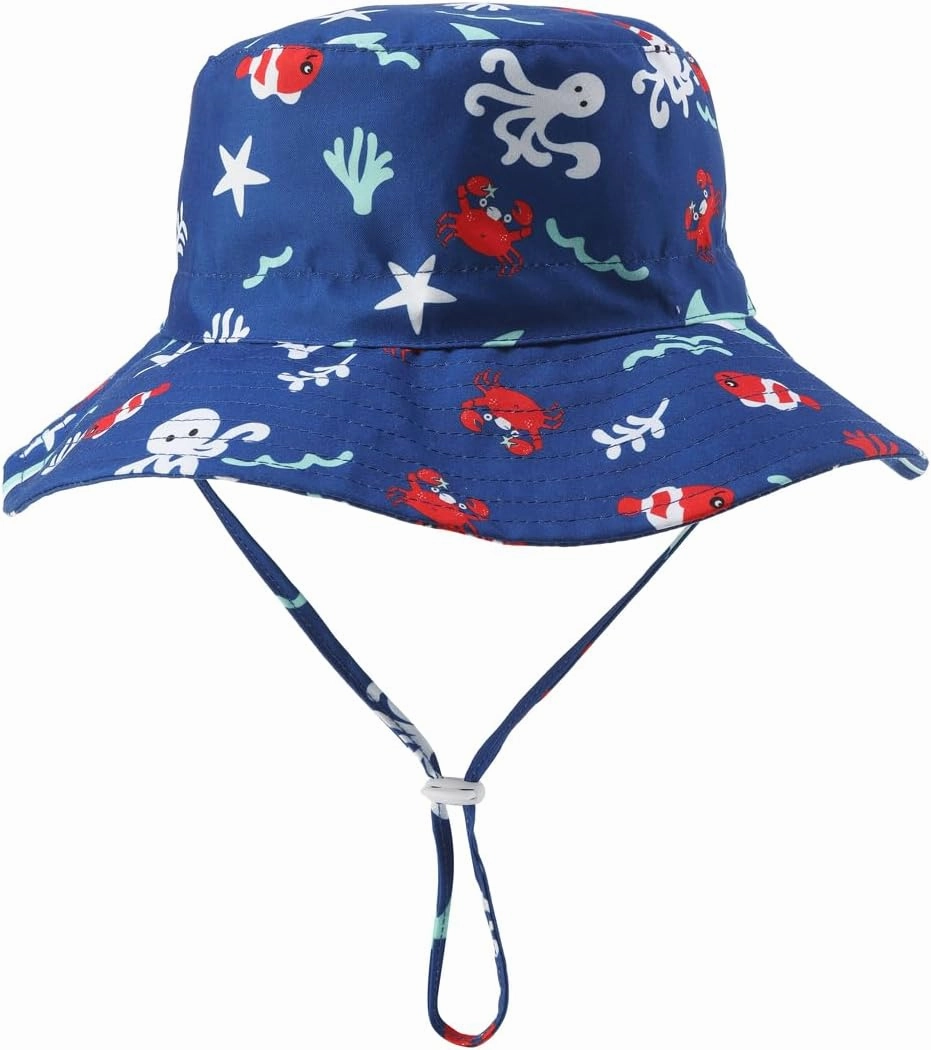 Baby-Boys Toddler Long Sleeved Rashguard Swim Bathing Suit and Sun Hat Set