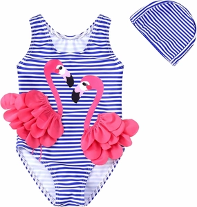 Baby Girl One Piece Swimsuit Swimwear Toddler Kid Flamingo Bikini Bathing Suit Sunsuit Rash Guard 1-5t
