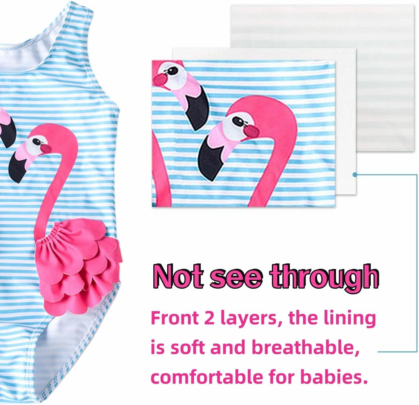 Baby Girl One Piece Swimsuit Swimwear Toddler Kid Flamingo Bikini Bathing Suit Sunsuit Rash Guard 1-5t