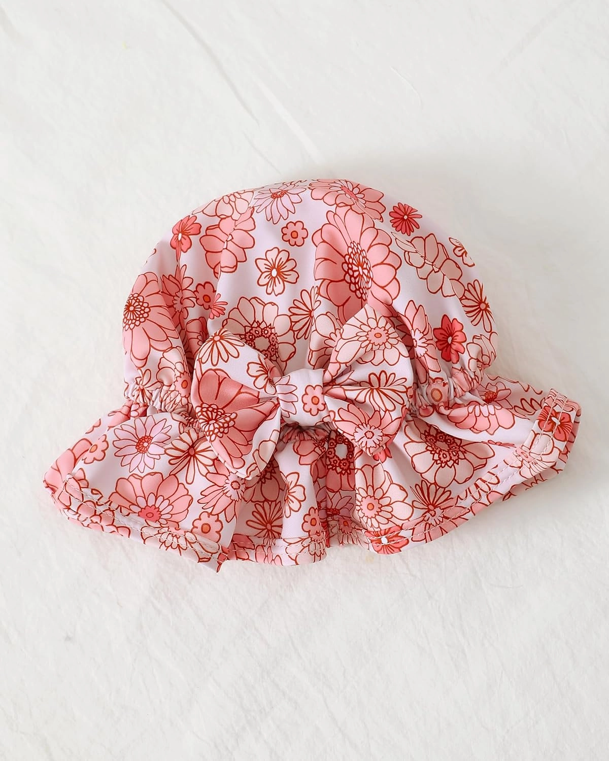 Baby Girl Swimsuit Long Sleeve One-Piece Swimwear with Hat Rash Guard Ruffle Floral Zipper Beach Infant Bathing Suit