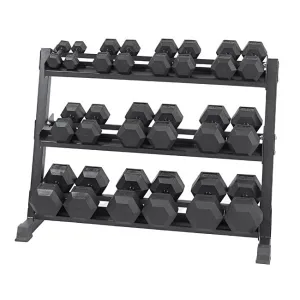 Back in Stock 5-50lb Virgin Rubber Hex Dumbbell Set with Stand Crowd Favorite, Parallettes for calisthenics, Mats,Flooring