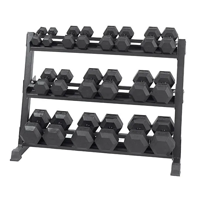 Back in Stock 5-50lb Virgin Rubber Hex Dumbbell Set with Stand Crowd Favorite, Parallettes for calisthenics, Mats,Flooring