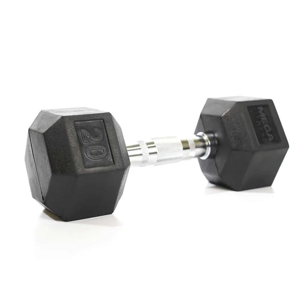 Back in Stock Mega Fitness - Rubber Hex Dumbbell 20lbs Top-Rated, Mats,Flooring, Smart jump rope