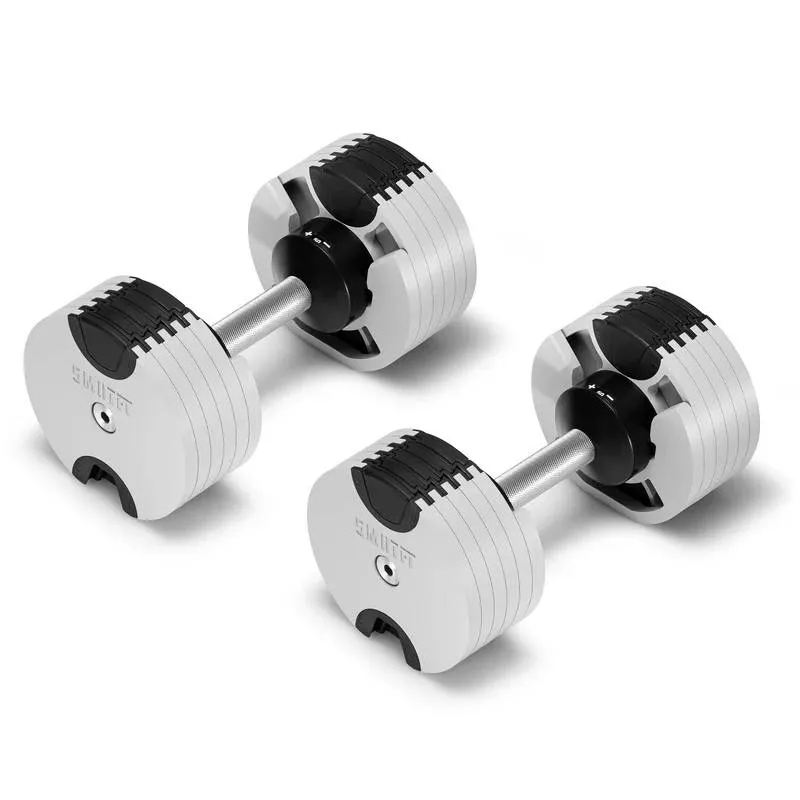 SMRTFT Nobells - 5-50lb Adjustable Dumbbell Pair - Ash, Gym shorts with pockets, Heavy duty weight bench, Functional Trainers