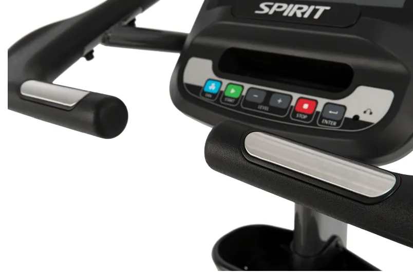 Spirit CU900-ENT Upright Bike TFT WiFi and BT (Graphite Grey), Strength Bands, Barbells, Quiet elliptical for apartment