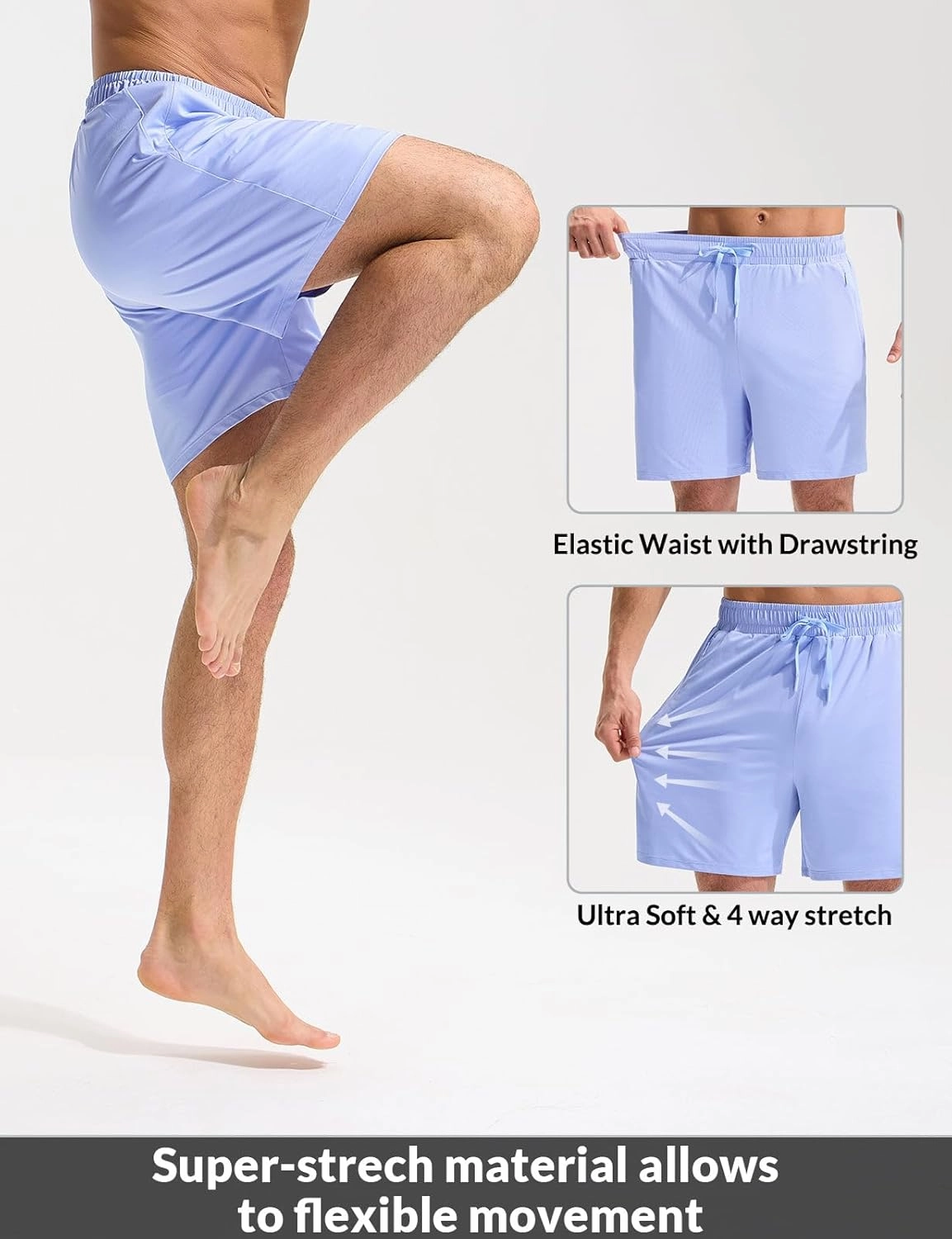 baleaf Mens Swim Trunks with Compression Liner 5 & 7 inch Quick Dry Bathing Suit Swim Shorts with Zippered Pockets