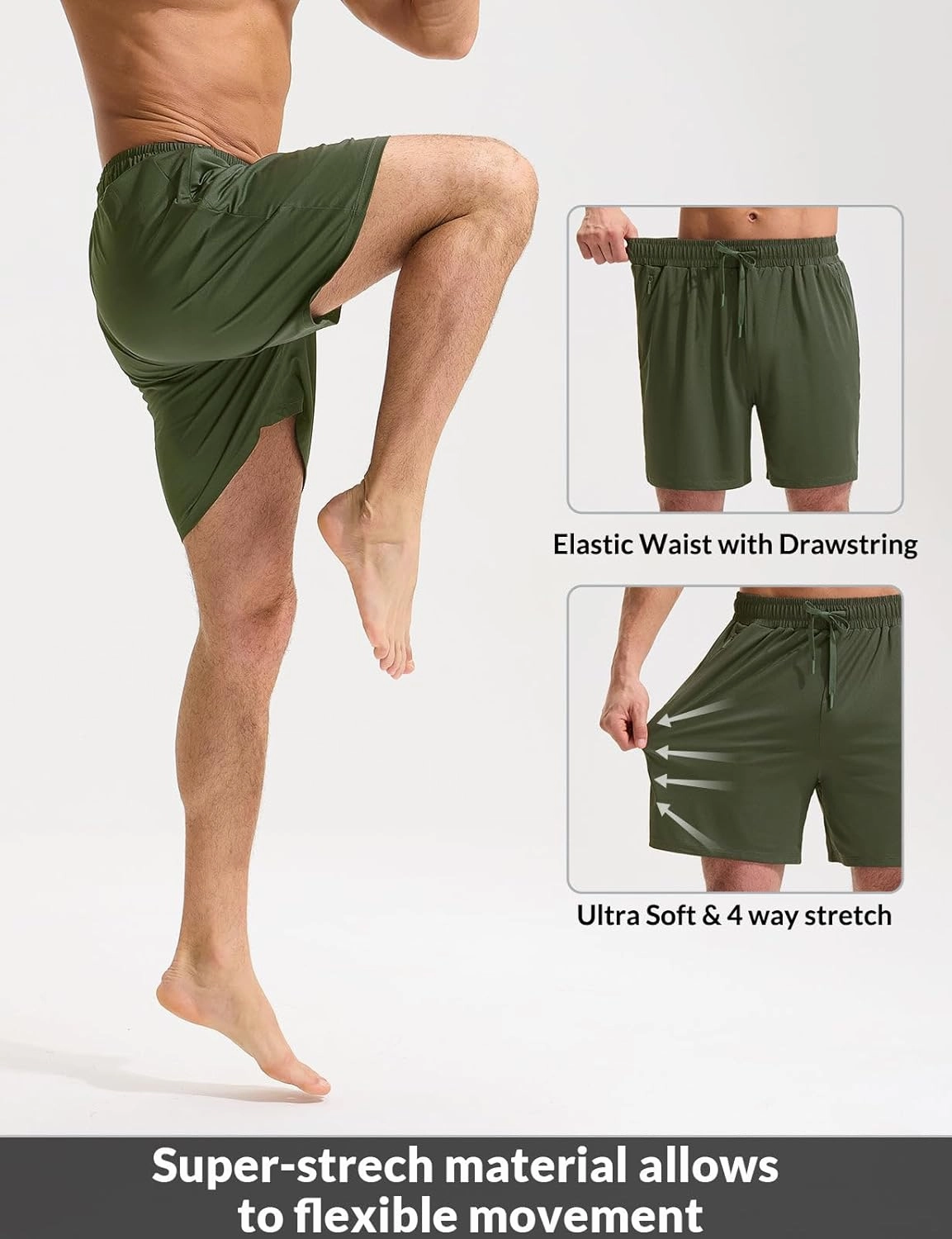 baleaf Mens Swim Trunks with Compression Liner 5 & 7 inch Quick Dry Bathing Suit Swim Shorts with Zippered Pockets