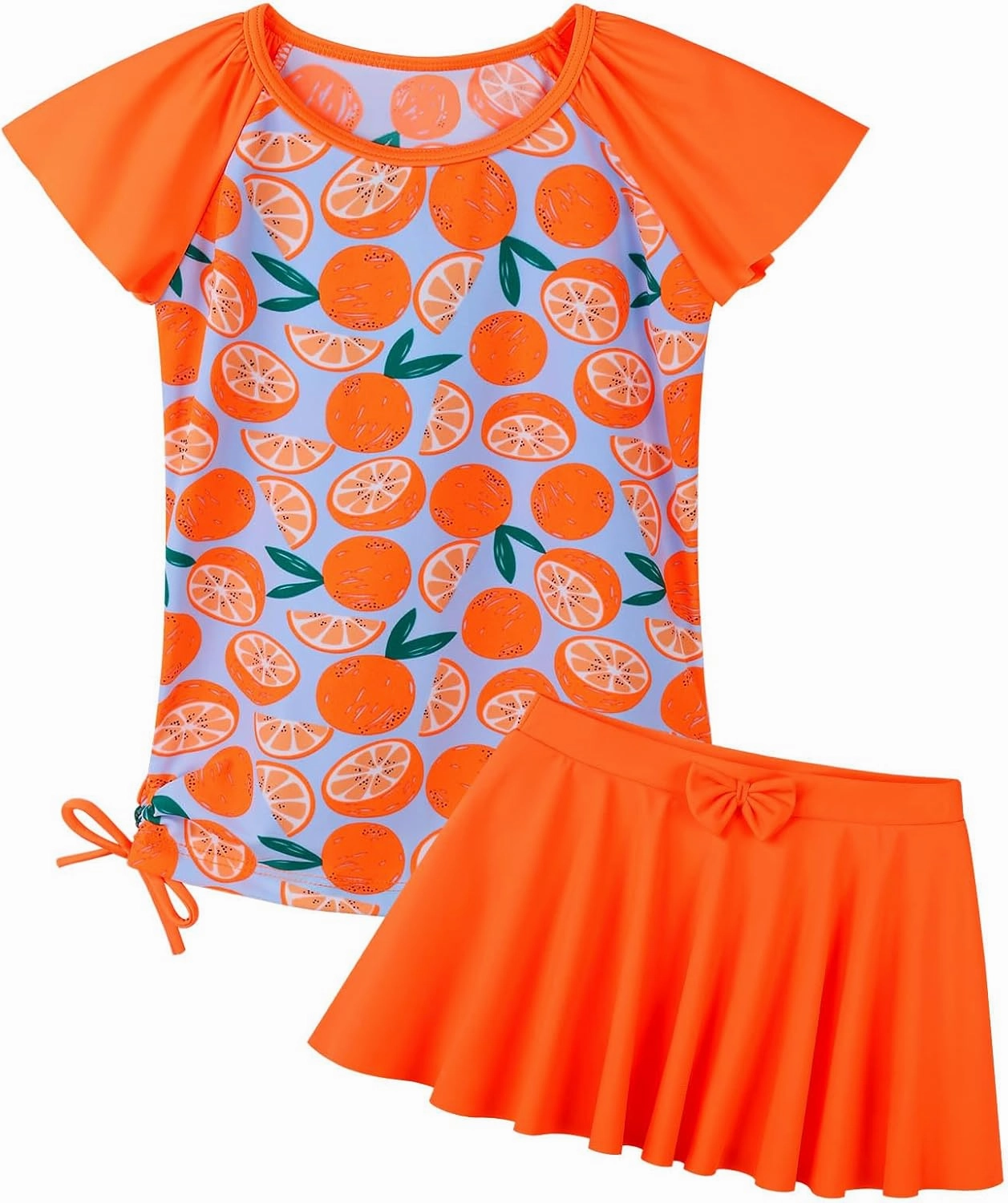 BAOHULU Girls Rash Guard 2 Pieces Bathing Suit UPF50  Swimsuit with Swimming Skirt Swimwear 2-12Y