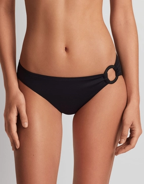 Beach Club Solids Macrame Ring Bikini Pant - Black