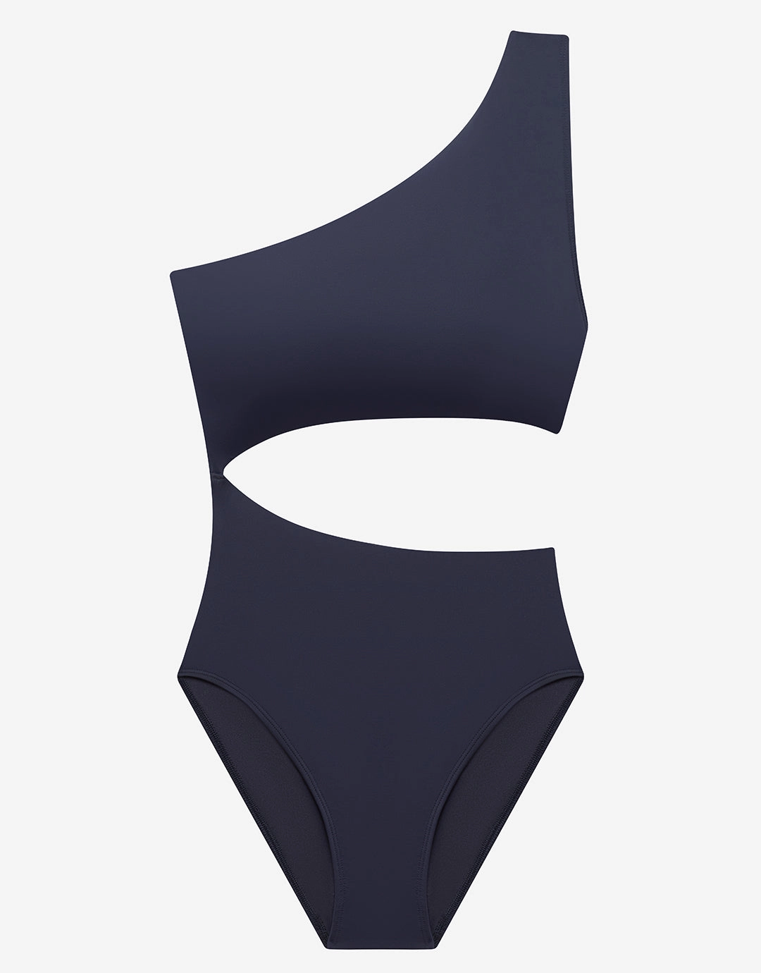Beach Club Solids One Shoulder Cutout Swimsuit - Dark Navy