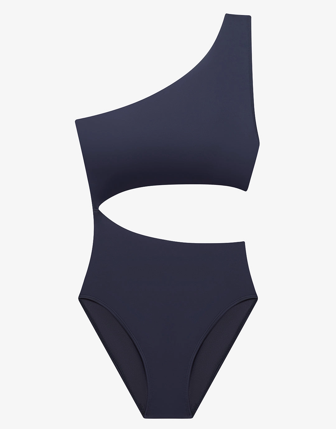 Beach Club Solids One Shoulder Cutout Swimsuit - Dark Navy