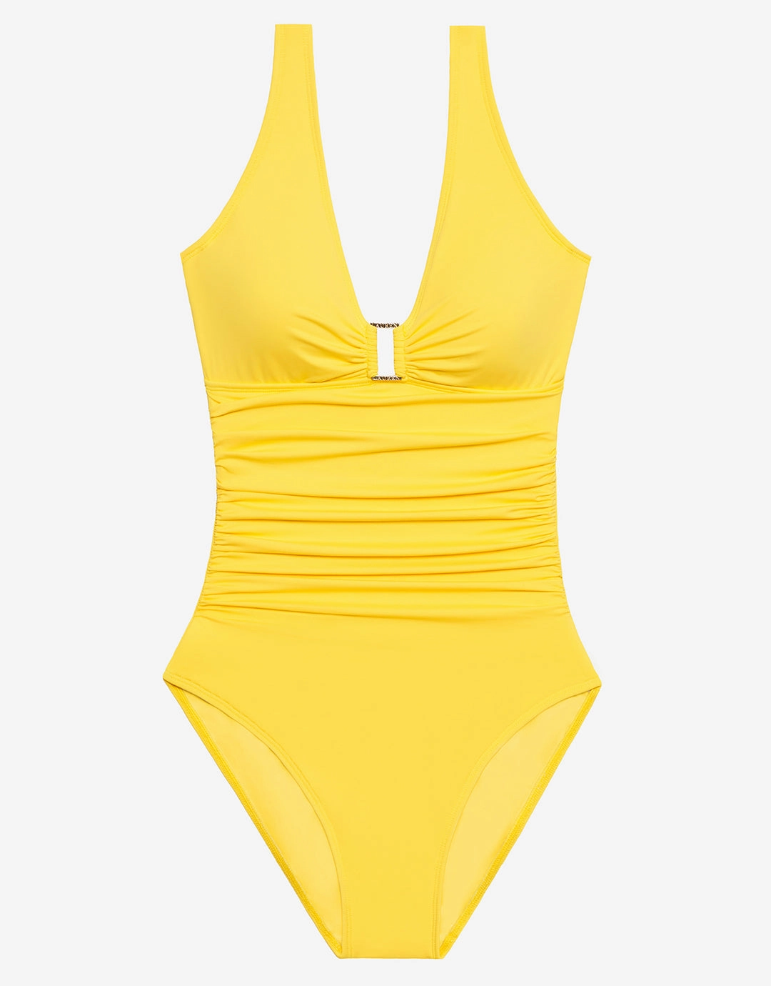 Beach Club Solids Ring Front Swimsuit - Yellow