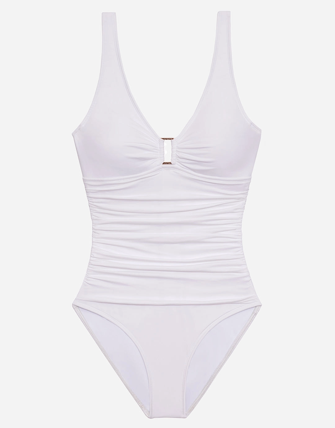 Beach Club Solids Ring OTS Swimsuit - White