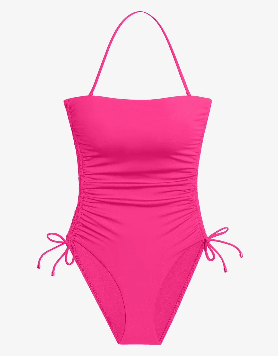 Beach Club Solids Ruched Strapless Swimsuit - Passionfruit