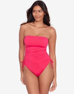 Beach Club Solids Ruched Strapless Swimsuit - Passionfruit