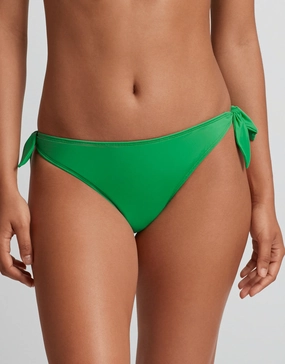 Beach Club Solids Side Tie Scoop Hipster Bikini Pant - Palm Green