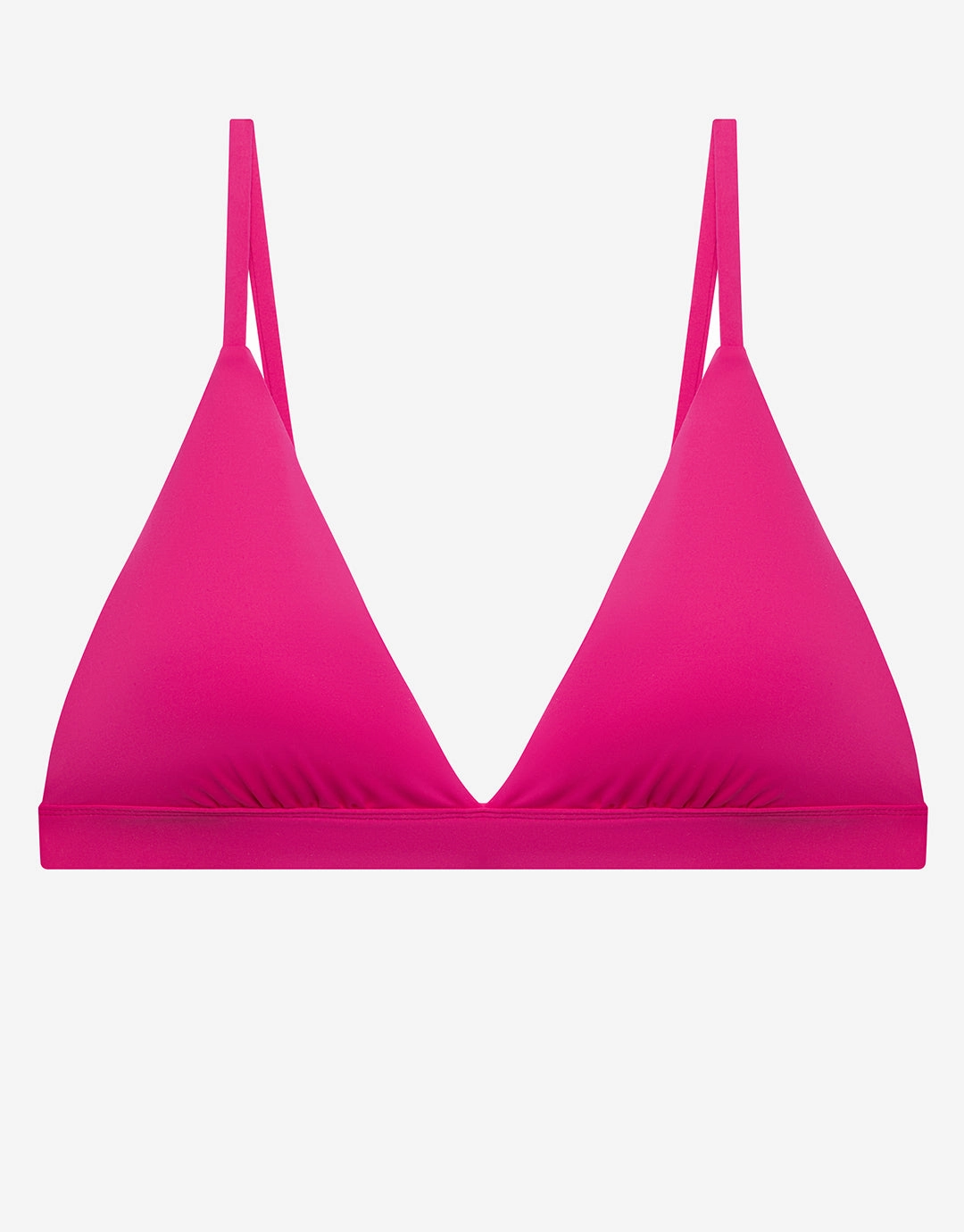 Beach Club Solids Triangle V Neck Bra Bikini Top - Freesia Pink