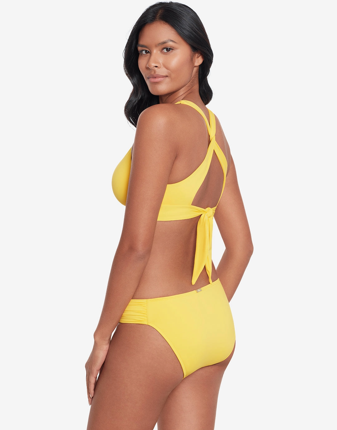 Beach Club Solids Twist X Back Bikini Top - Yellow