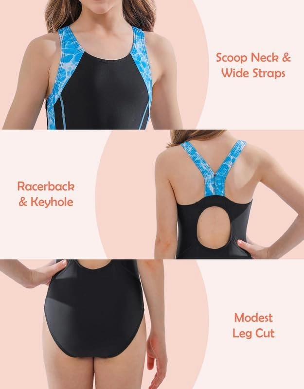 beautyin Girls Swimsuit Athletic One Piece Practice Swimwear Competition Bathing Suit