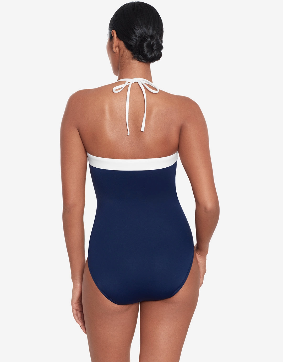 Bel Air Modern Bandeau Swimsuit - Navy and White