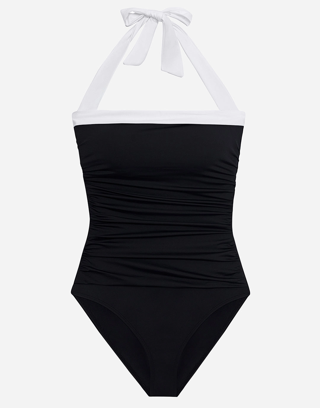 Bel Air Shirred Bandeau Mio Swimsuit - Black and White