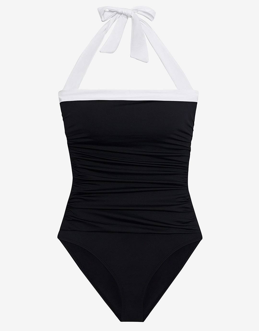 Bel Air Shirred Bandeau Mio Swimsuit - Black and White