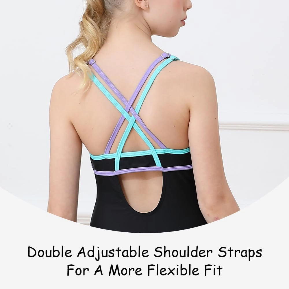 Belovance Girls Swimsuit One Piece Swimwear Adjustable Straps Back Cutout Athletic Sport Kids Tween Bathing Suit 5-14 Years