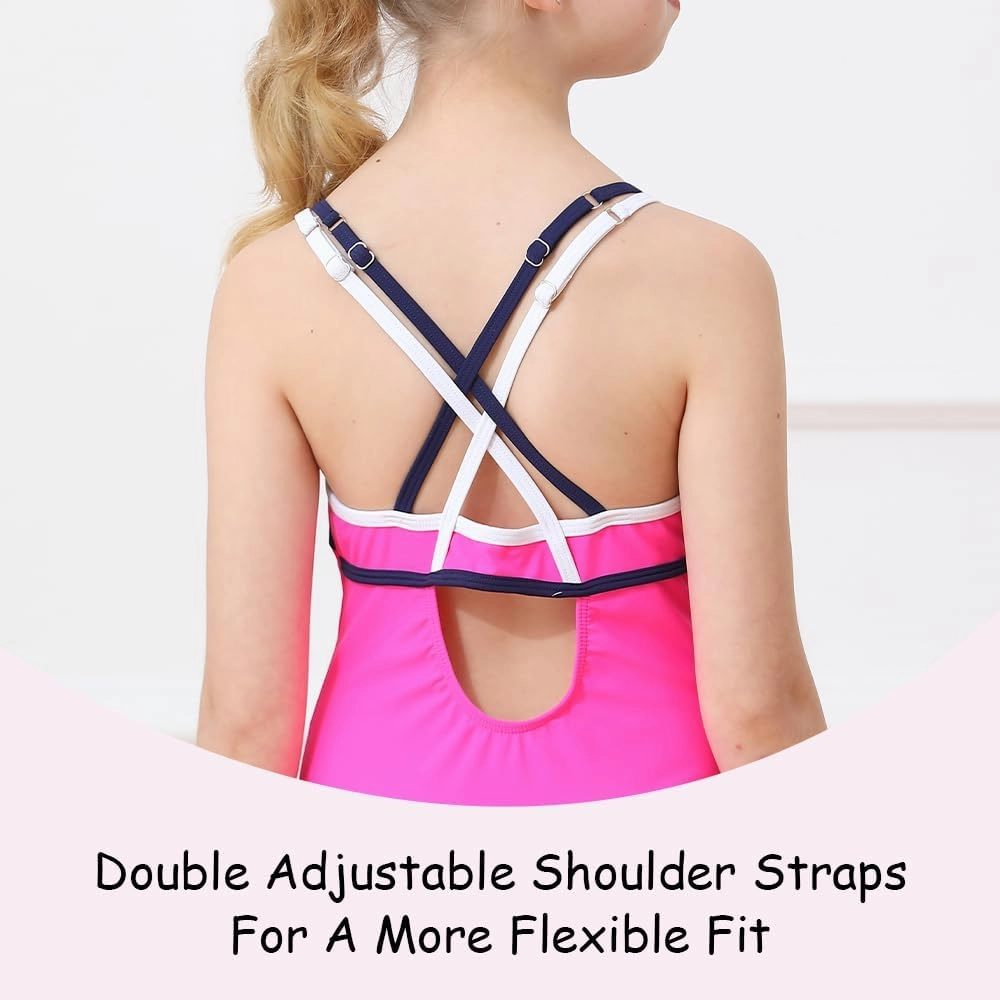 Belovance Girls Swimsuit One Piece Swimwear Adjustable Straps Back Cutout Athletic Sport Kids Tween Bathing Suit 5-14 Years